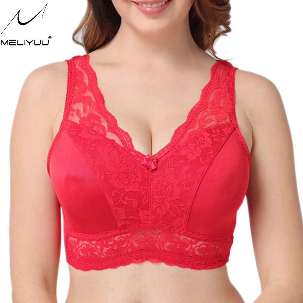 

Big size Bras For Women Lace Underwear Transparent Embroidery Plus size Bra Light Padded Wireless Brassiere Comfortable Bralette