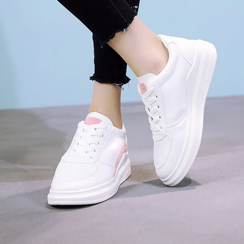 

2019 Spring And Summer New Style Thick Bottomed Breathable White Shoes Women's Korean-style Base Versatile-Style Leather Casual