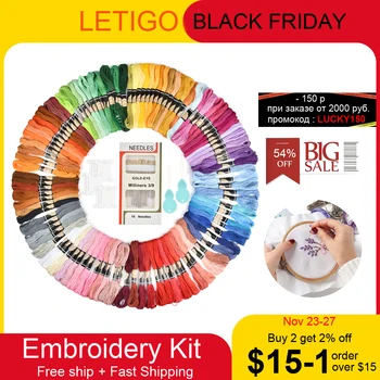 

Embroidery Kit 100 Colors Threads Cross Stitch Tools and Embroidery Starter Kit for Beginner Embroidery Hoops Cloth Sewing Pins