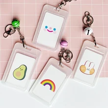 1х милый Радужный кролик авокадо пластиковый держатель для карт с маленьким колокольчиком школьный офисный держатель для карт для удостоверения личности Студенческая карта