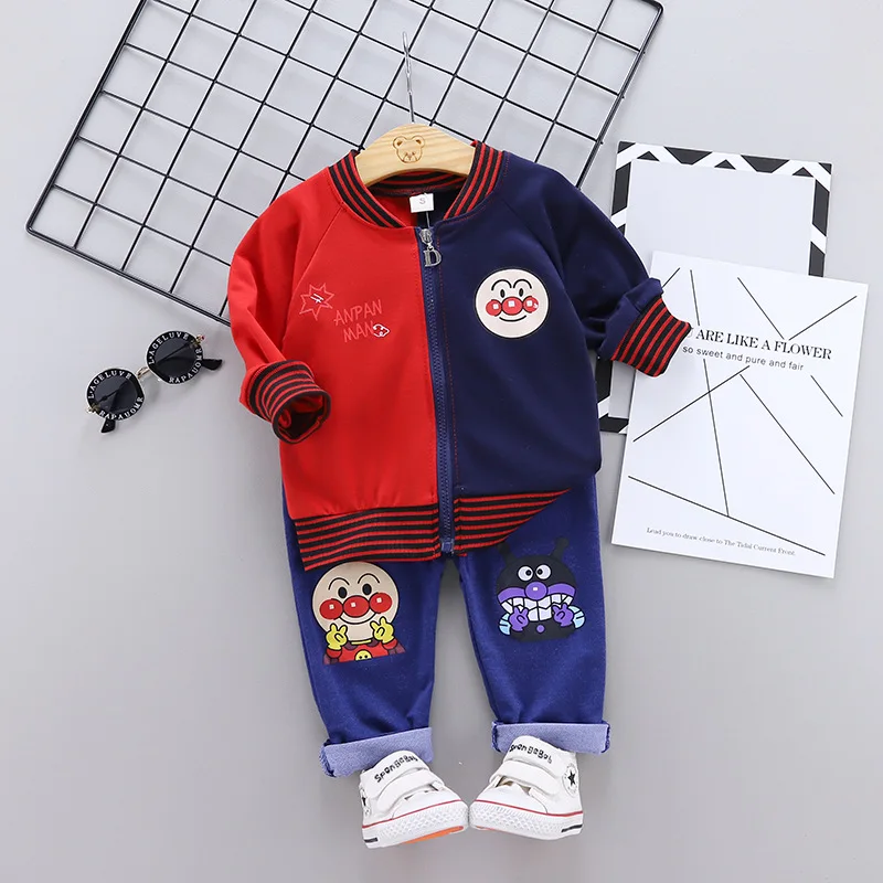 

Childrenswear 2020 Spring BOY'S Fashion Korean-style Cartoon Printed Mixed Colors Zip-up Shirt Long-sleeved Coat Two-Piece Set