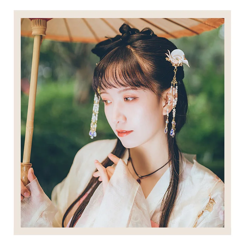 QIANJI2019 Hanfeng головной убор jade tassel flying crane классический темперамент китайский стиль Hanfeng аксессуары для волос