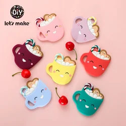 Let's Make 1pc Silicone Teethers Bpa Free DIY Pacifier Chain Teething Pendant Cartoon Smiley Coffee Cup Patented Baby Teether