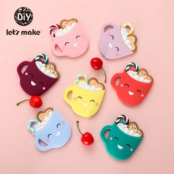 

Let's Make 1pc Silicone Teethers Bpa Free DIY Pacifier Chain Teething Pendant Cartoon Smiley Coffee Cup Patented Baby Teether