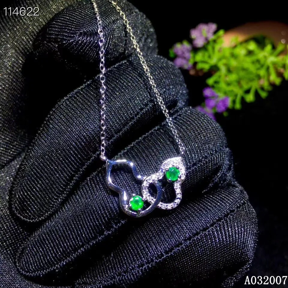 

KJJEAXCMY fine jewelry 925 pure silver inlaid natural emerald girl new Pendant Necklace lovely Clavicle chain support test