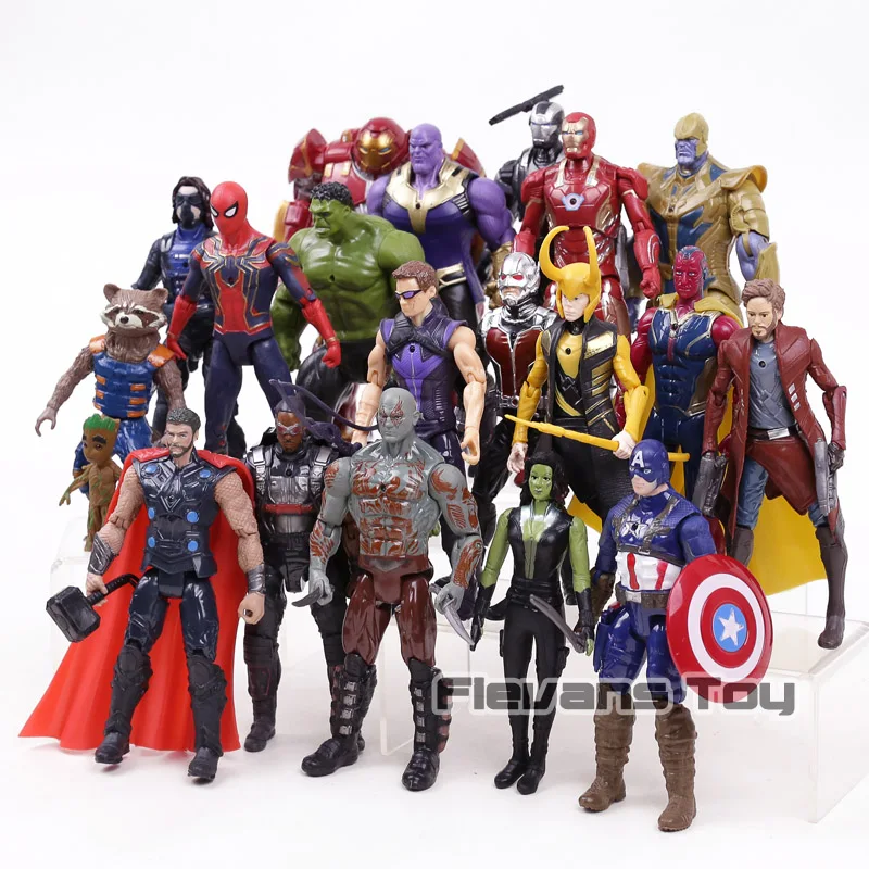 Marvel Мстители Бесконечность войны Супер Герои Капитан Америка Железный человек паук Халк Тор Фигурки игрушки 15 шт./20 шт. набор