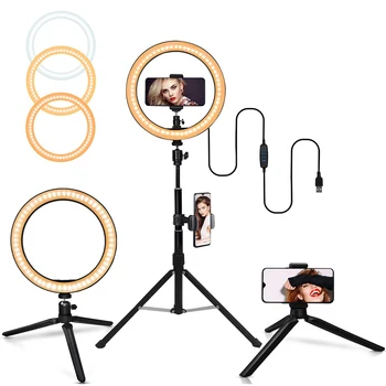 

10 inch LED Selfie Ring Light Phone Video Photo Light with 2 Phone Holders Video Lighting for Youtube Makeup Live Streaming