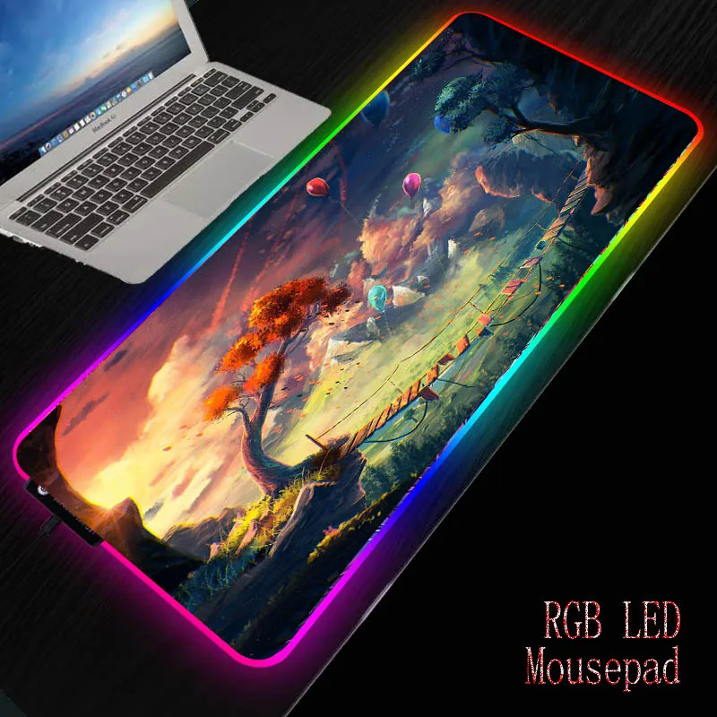 Mairuige мост дерево Пейзаж большой СВЕТОДИОДНЫЙ Красочный игровой Мышь pad RGB