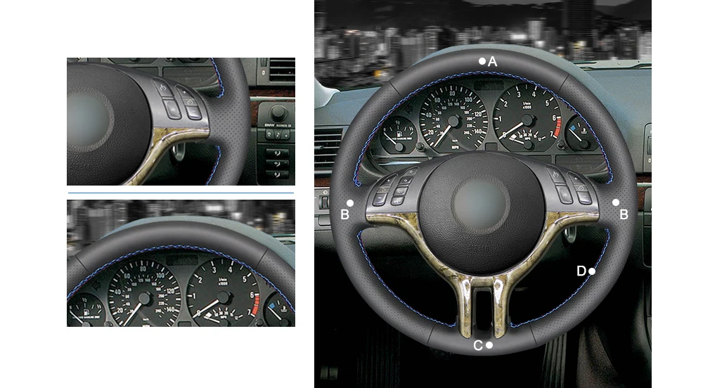 MEWANT черная искусственная кожа Чехол рулевого колеса автомобиля для BMW E46 318i 325i 330ci E39 X5 E53 Z3 E36/7 E36/8