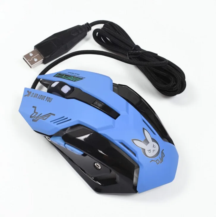 Overwatch OW D. VA DVA Mercy mouse дышащий светодиодный игровой с подсветкой Проводной USB компьютер PC& Mac E-sports геймеры подарок