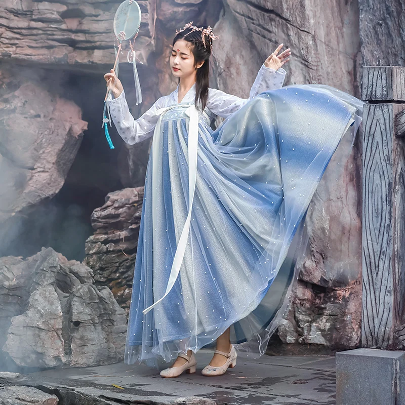 Китайский народный танец Hanfu для женщин Элегантный костюм для восточных танцев династии Тан сказочные платья принцессы древний костюм DL4997