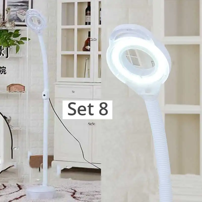 Set 8 220V 3X Circline светодиодный светильник увеличительное Стекло холодной вытертые штаны Управление пол бестеневые лампа лупа для Красота для салонов ногтей и тату - Цвет: Set 8