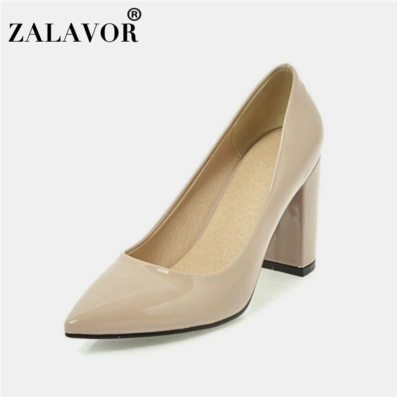 

ZALAVOR 5 Colors Women Fashion Pumps Shoes Modern Pointed Toe Shoes Women Thick Heels Solid Color Office Footwear Size 34-43