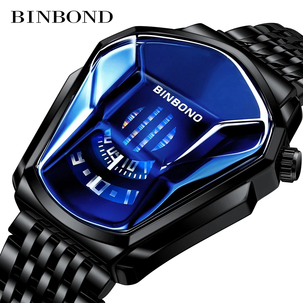 BINBOND Top Brand Luxury Military Quartz Man Watch Gold Wrist Watches Man Clock Casual Chronograph Sport Waterproof Wristwatch