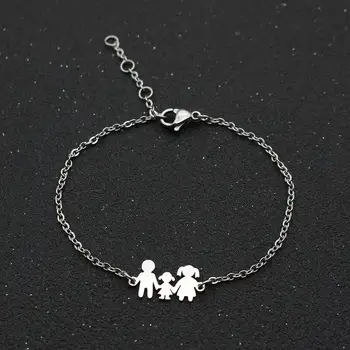 

Cute Bear Stainless Steel Charm Bracelets & Bangles For Family Dad Mom Daughter Son Silver Color Bracelet Men Women Jewelry Gift