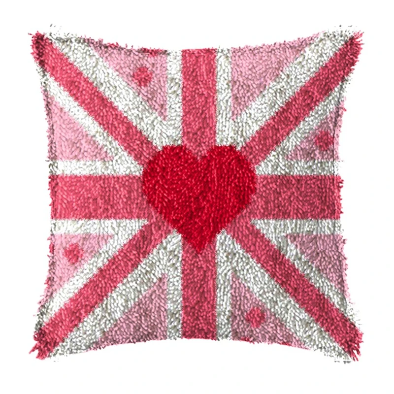 High Quality Carpet Embroidery Pillow Knoop Pakket Needlework Set Latch Hook Cushion Button Package Printed Pillow Mat DIY Decor