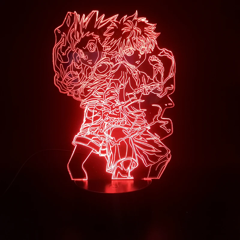3D лампа Hunter Gon и Killua, лучший подарок для детей, для внутреннего украшения, сенсорный датчик, яркая база, светодиодный ночник, светильник