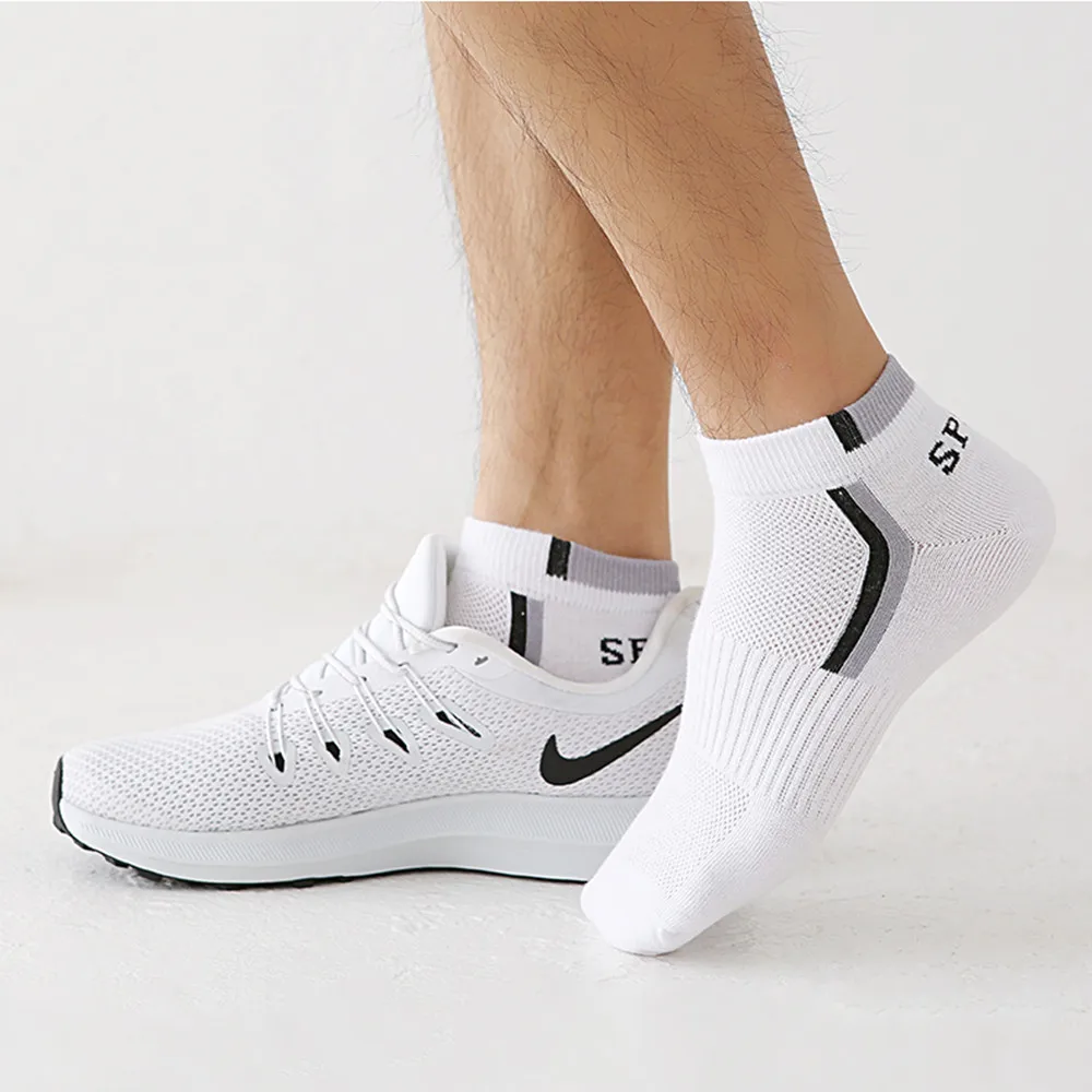 

5 Pairs Men Socks Mesh Breathable Short Casual Socks Summer Autumn Cotton Sports Socks Absorb Sweat Ankle Socks Set Meias
