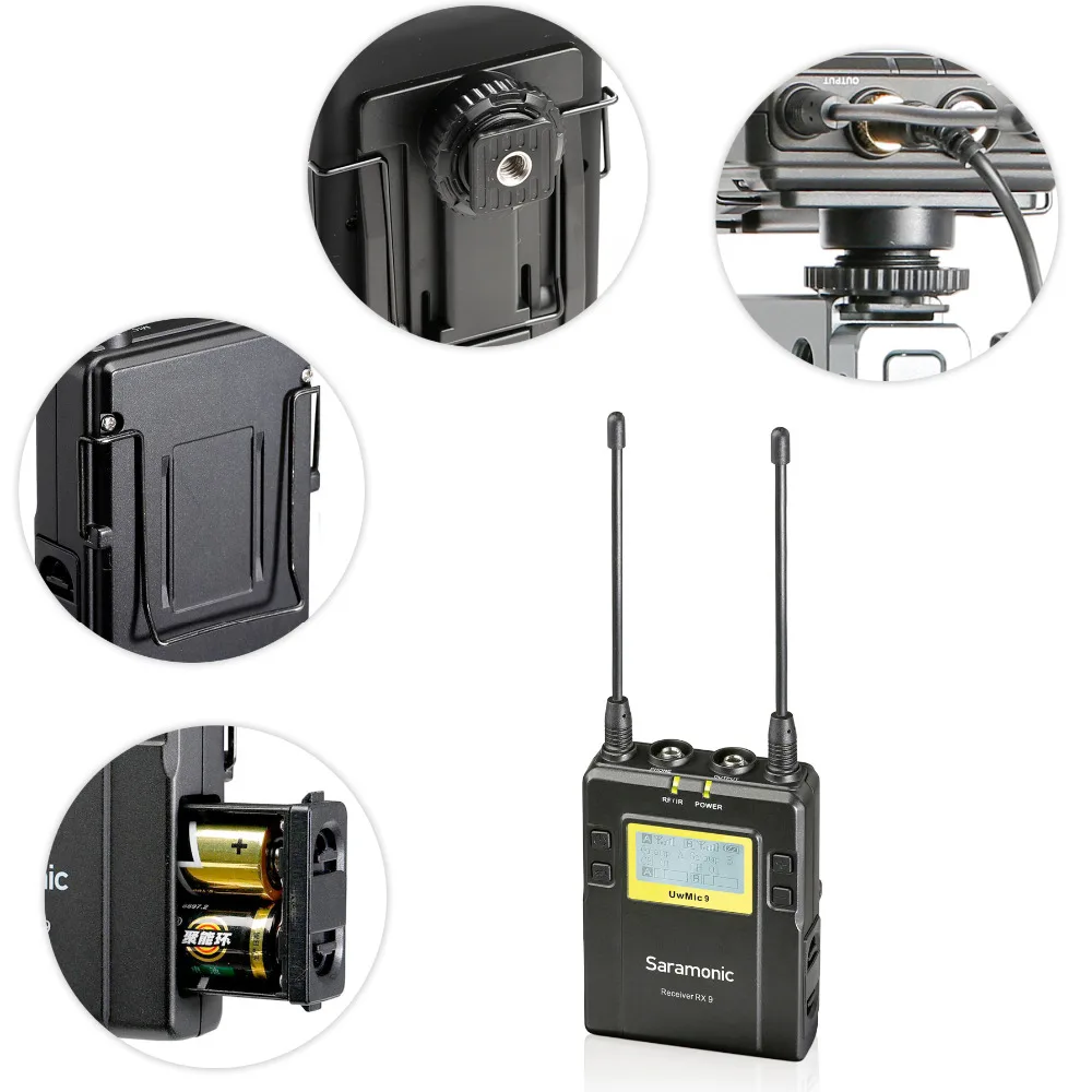Saramonic UwMic9 96-канальный UHF Беспроводной петличный микрофон Системы двух ручной микрофон и один приемник для DSLR и Camcorde