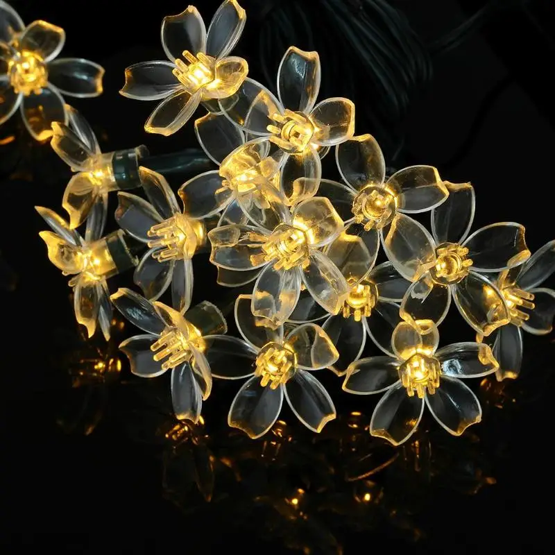 Напольный 20/50LED Солнечный Вишневый цветок Сказочный светильник-гирлянда Праздничная декоративная лампа долгая безопасность жизни стабильность и надежность