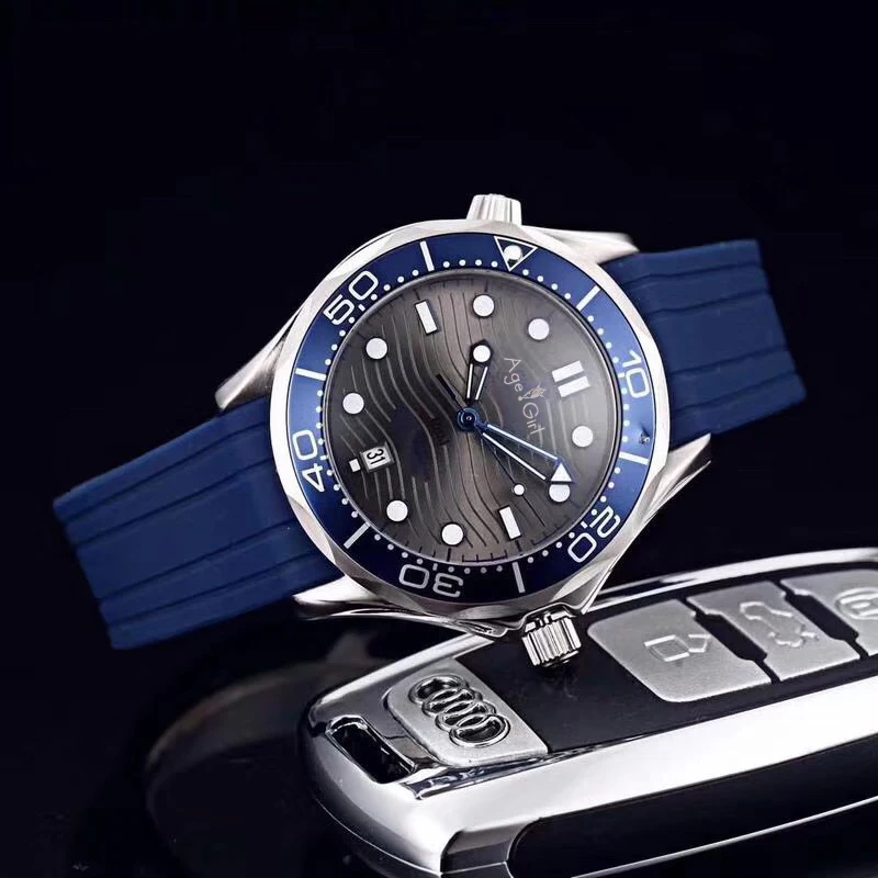 

Luxury Brand New Men Automatic Mechanical Watch Silver Black Rubber James Bond 007 Blue Ceramic Sapphire Sport Grey Yellow Gold