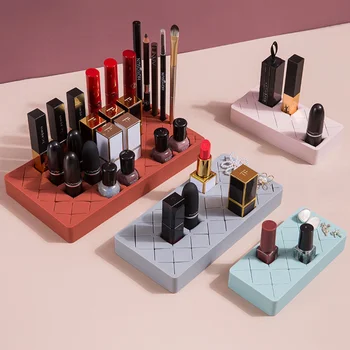 

Makeup Organizing Rack, Lipstick Eyebrow Pencil Lip Gloss Multi-Part Desktop Storage Rack Silicone Storage Box