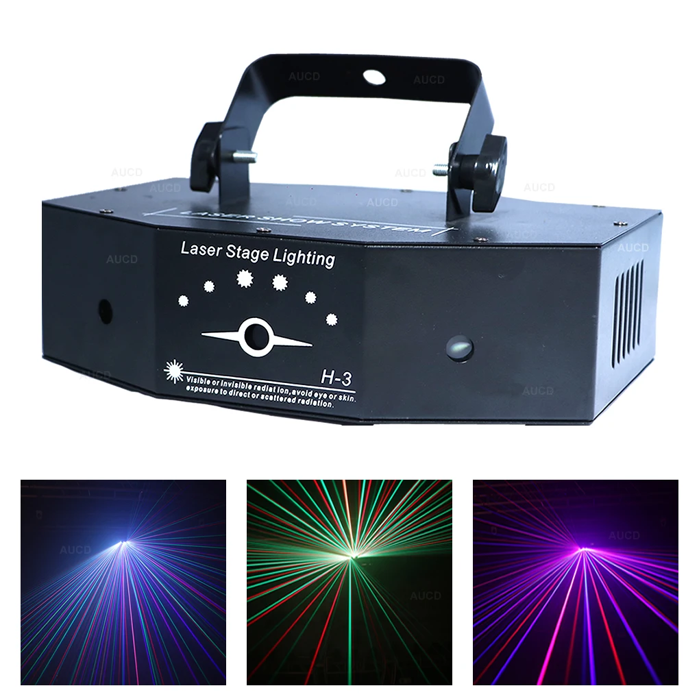 Вращающийся RGB проектор с 3 головками AUCD 500 МВт движущиеся лучи лазерные огни DMX