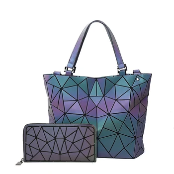 

Luminous Handbag Women Geometry Tote crossbody Bag Shoulder Bags Hologram Laser Plain Folding Handbags Female Geometric Bag