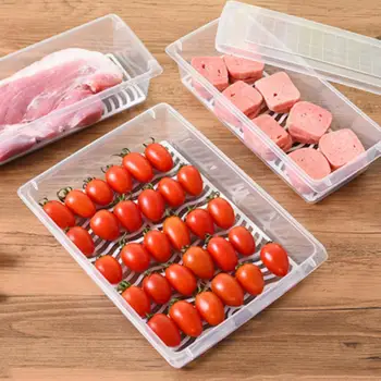 

Food Fresh Storage Box Container Kitchen Fridge Organizer Case with Drain Plate