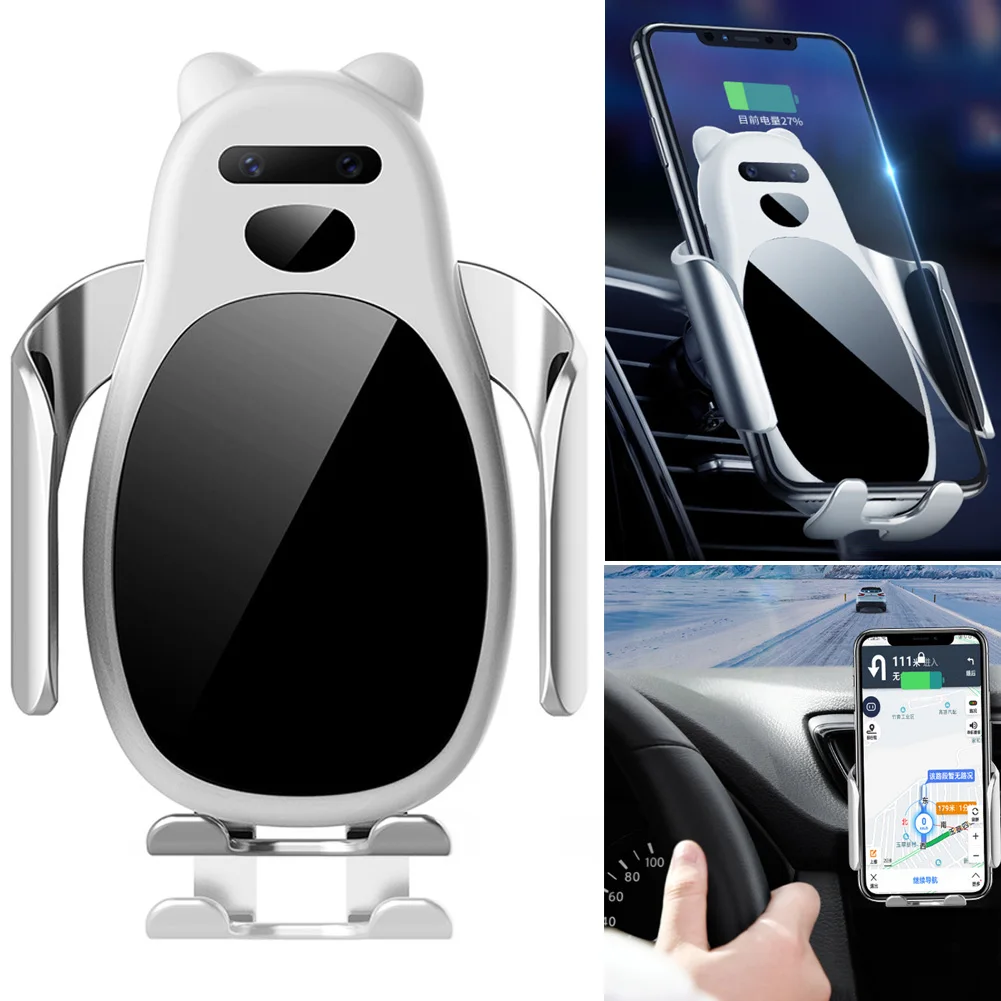 

Wireless Car Charger Mount Automatic Clamping Smart Sensor Fast Charging for iPhone Samsung SD998