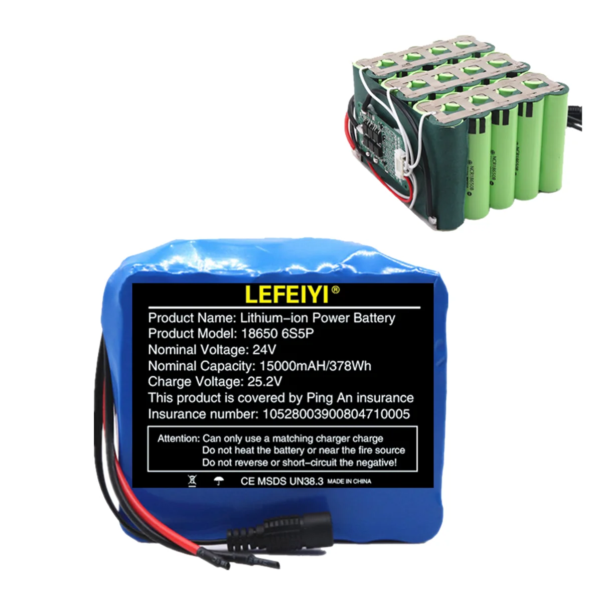 

25.2V 15 Ah 6S5P 18650 Battery Lithium Battery Pack for 24V
