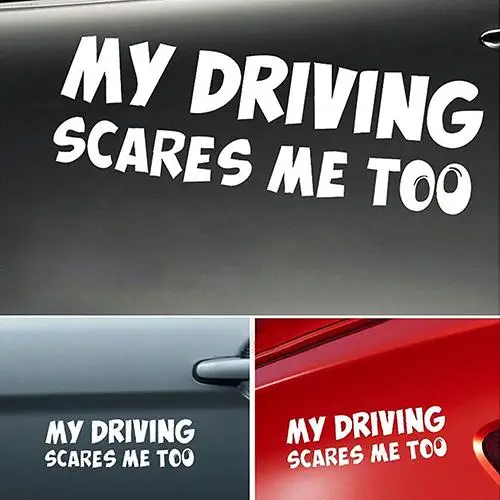 

80% HOT SALESï¼ï¼ï¼Universal Funny My Driving Scares Me Too Car Window Vinyl Decal Letters Sticker