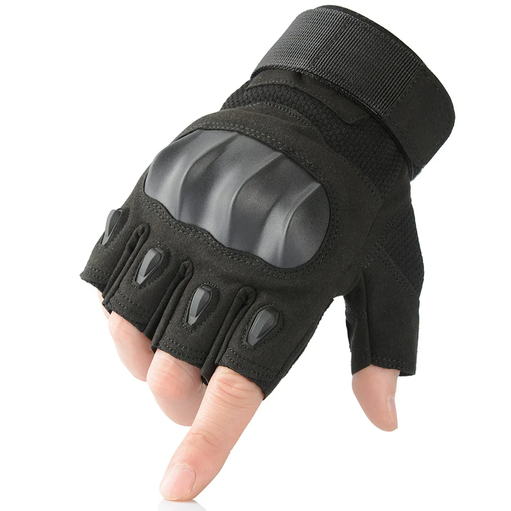 Тактические армейские перчатки с полными пальцами, военные Пейнтбольные страйкбольные защитные перчатки без пальцев, противоскользящие мужские и женские новые - Цвет: Fingerless Black