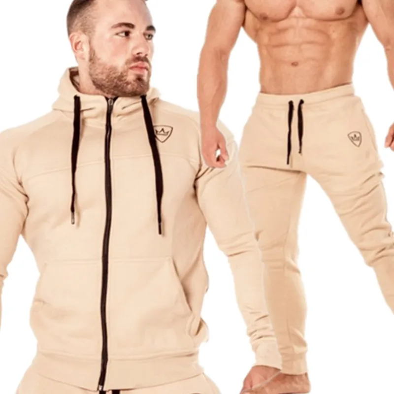 2 pieces Sping Running Set Long Sleeve Stand Collar Sweatshirt Sports Set Gym Clothes Men Sport Suit Training Suit Sport Wear