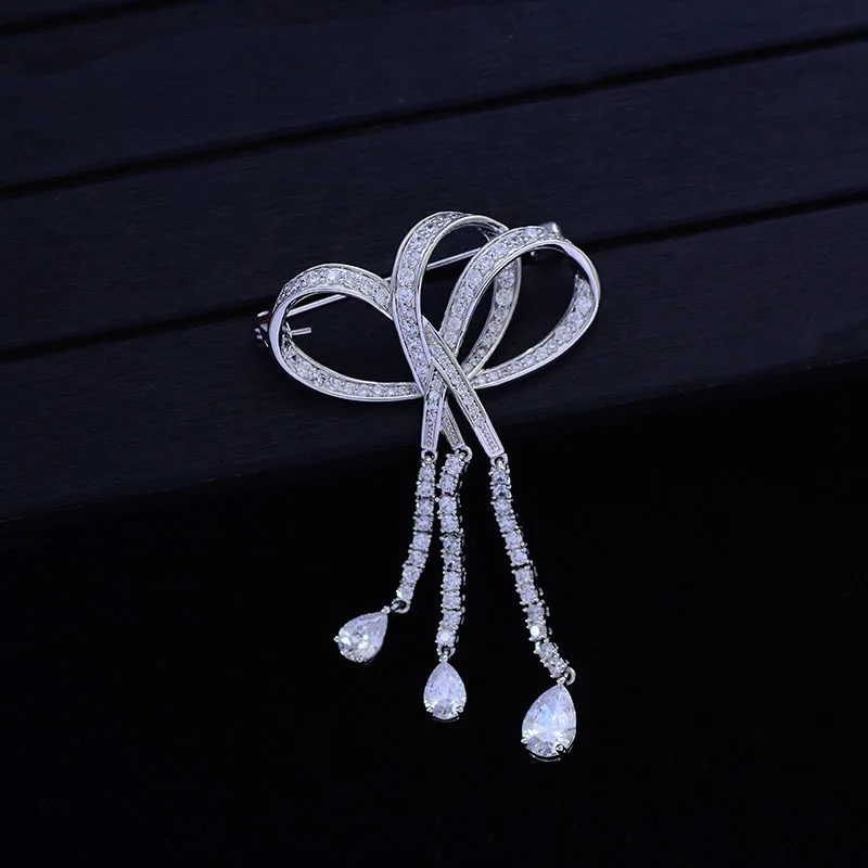 Accessories Wholesale Korean-style Creative Corsage Tassels Bow Brooch Garment accessory Brooch Women's Versitile