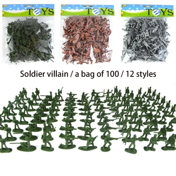 

100Pcs 3.5cm Plastic 12 Styles Soldier Model Military Toy Set Children's Gifts