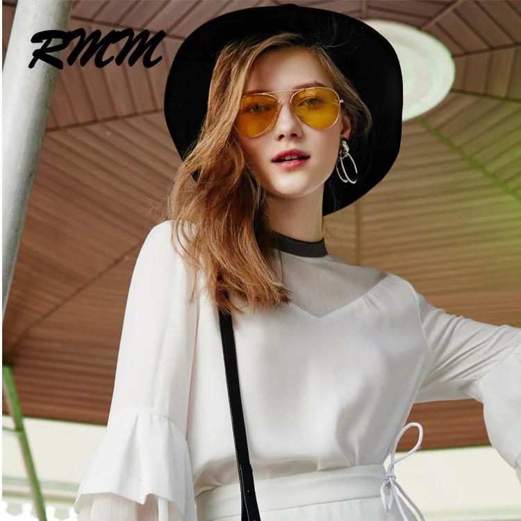 

RMM brand High quality HD unisex Fashion Mirror sunglasses pilot sunglasses yellow night vision glasses for men women