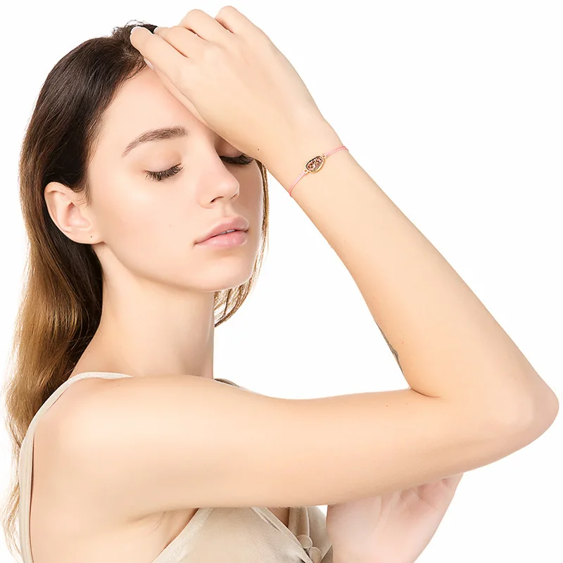 Женский необычный браслет ручной работы с натуральным камнем и веревкой летняя