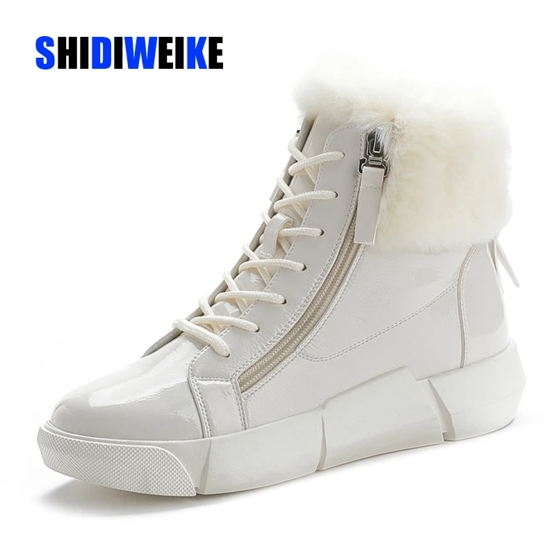 

Woman Snow Boots Platform 2019 Autumn Winter New Female Causal Shoes High Top Sneakers Side Zipper Wool Warm Snow Boots g702