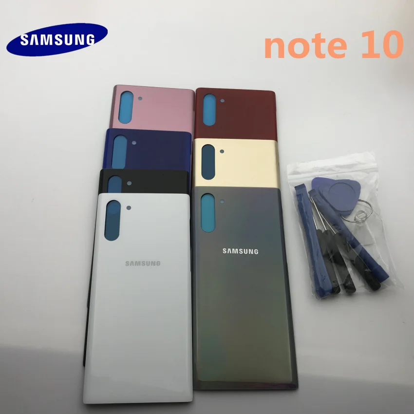 SAMSUNG Galaxy Note 10 N970 Note10 plus N975 Задняя стеклянная крышка батарейного отсека задняя дверь Корпус чехол Задняя стеклянная крышка+ инструмент