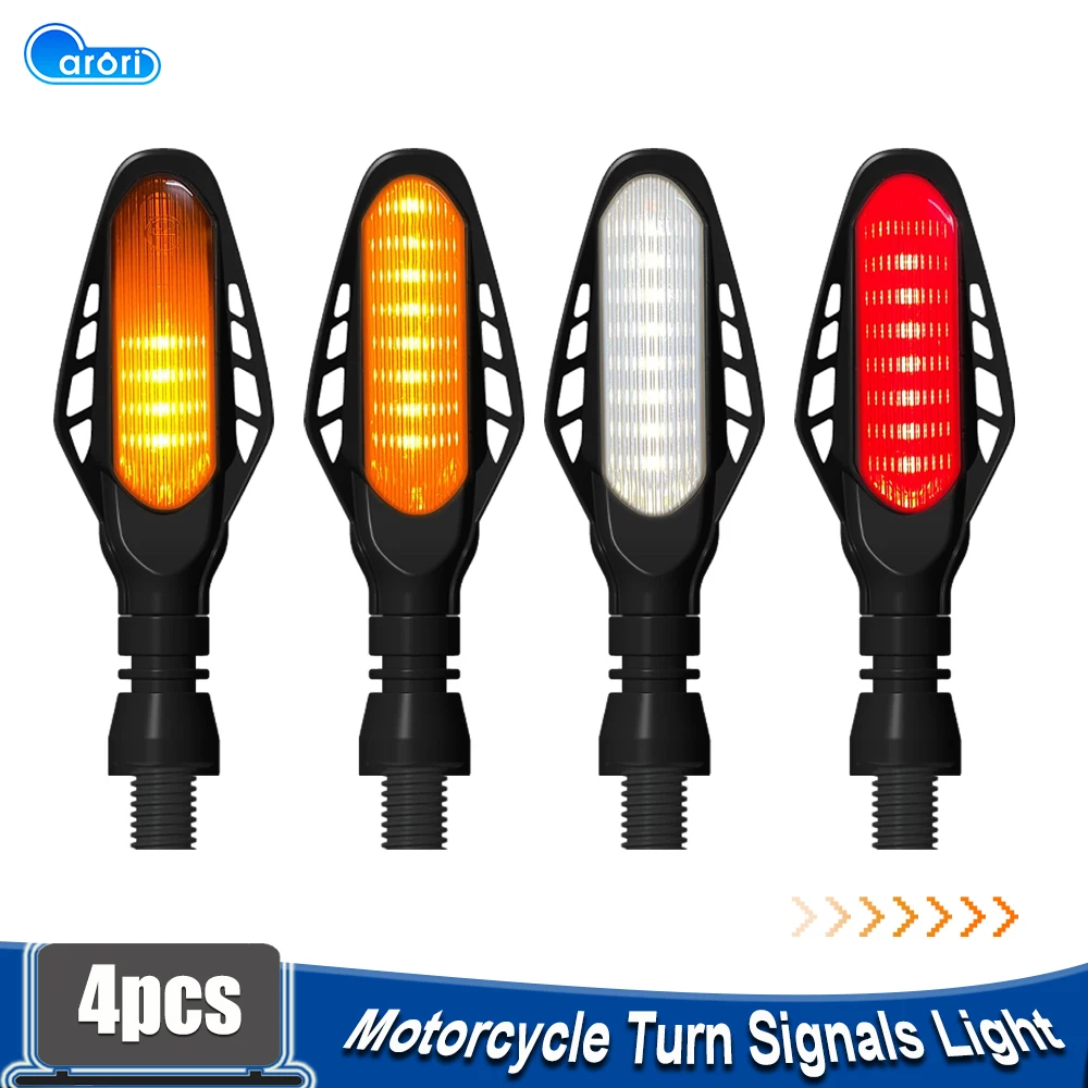 LED Motorcycle Turn Signals Light Tail Flasher Flowing Water Blinker Modification Lamp For Street Motorcycle Rear & Front Lights