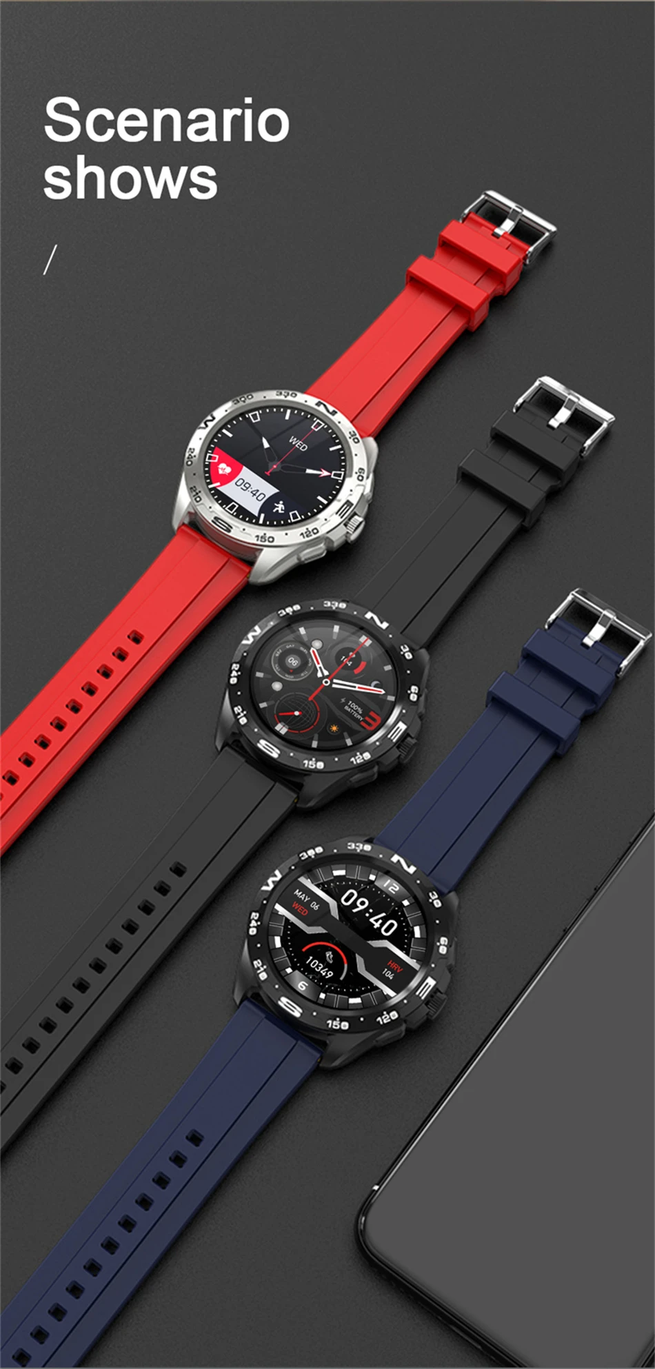 2022 New Bluetooth Call Smart Watch Men Sports Fitness Tracker Waterproof 1.32 Inch 360*360HD Pixel Display Men Smartwatches+Box
