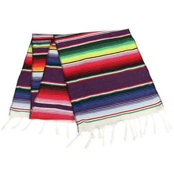 

10Pcs Mexican Serape Table Runner Party Home Decor Fringe Cotton Tablecloth 213X35Cm