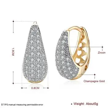 Visisap, большие блестящие серьги-кольца в форме капель воды AAA+ фианит для женщин, милые серьги для девочек, модное ювелирное изделие, VKZCE140 - Окраска металла: KZCE140-E