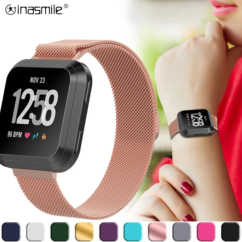 Потрясающий браслет из нержавеющей стали для Fitbit Versa, умные часы correa для Fitbit Lite Versa 2, ремешок для часов, магнитный Миланский ремешок