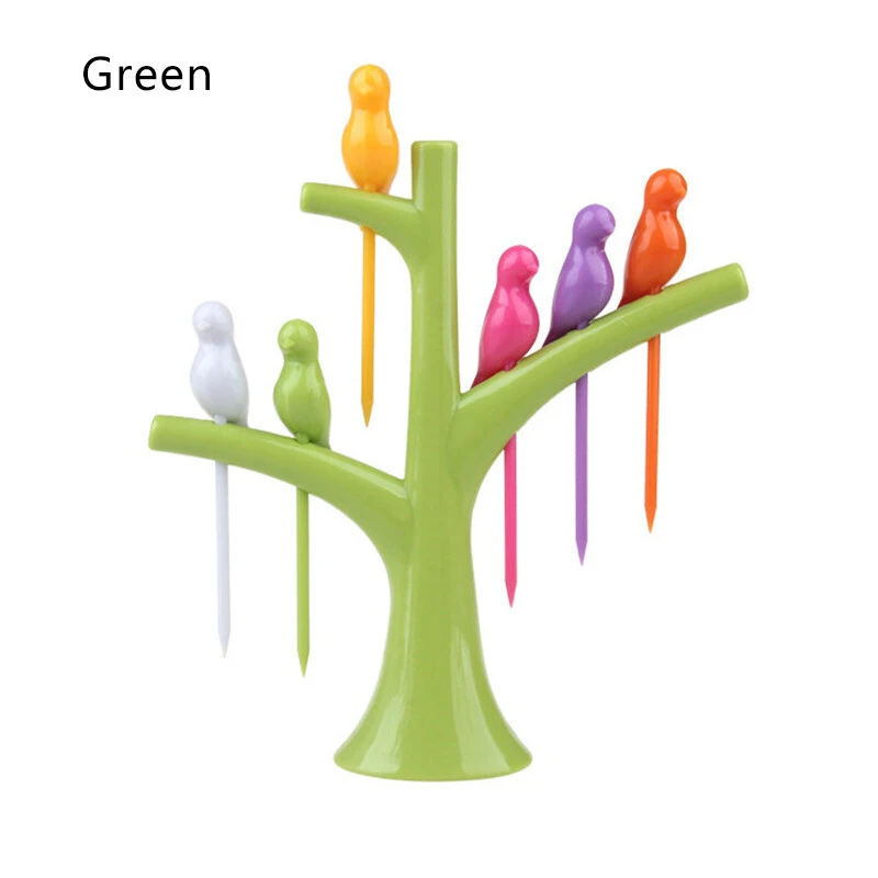 1 шт. абсолютно модный креативный кронштейн на дереве летающая птица фрукты вилка набор экологически чистые легко разместить фрукты вилка