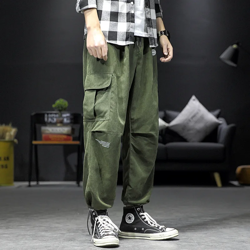 

2020 Spring New Style Japanese-style Interior Large Size Workwear Printing Ninth Pants M-5x Hk20068