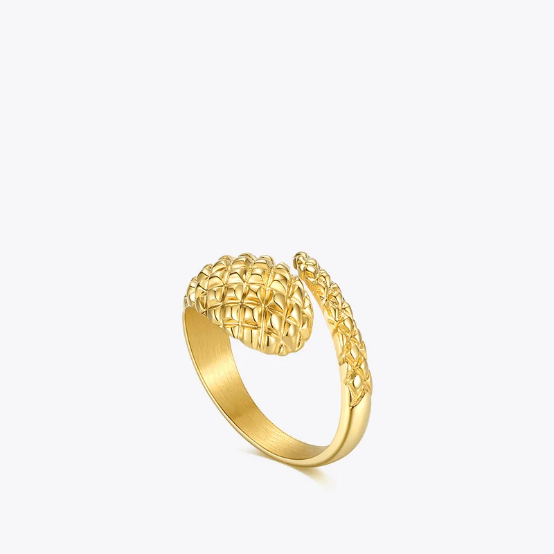 

ENFASHION Pyramid Curved Ring Gold Color Stainless Steel Statement Open Snake Rings For Women 2020 Fashion Jewelry Bague R204063