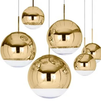 

Sale Modern Silver Copper Lighting Glass Glod Ball Pendant Light Round Ceiling Hanging Lamp Luminaire Kitchen Light Fixture E27