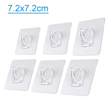 

6pcs Easy Install Self Reusable Transparent Universal Waterproof Wall Hook Seamless PVC Heavy Duty Punch Free Practical